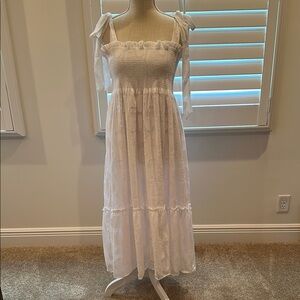 Lilly Pulitzer White Smocked Maxi Dress with ties